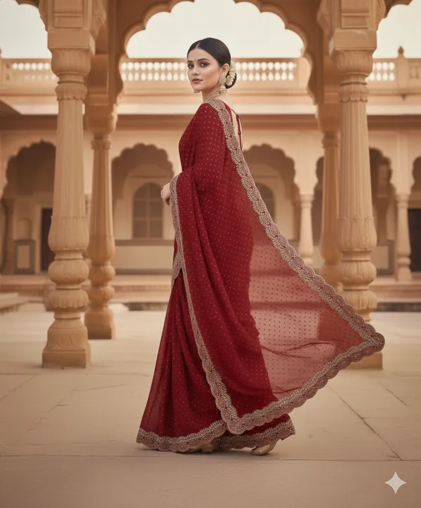 Maroon_Georgette_Premium_Embroidered_Saree_With_Matching_Blouse_For_Women