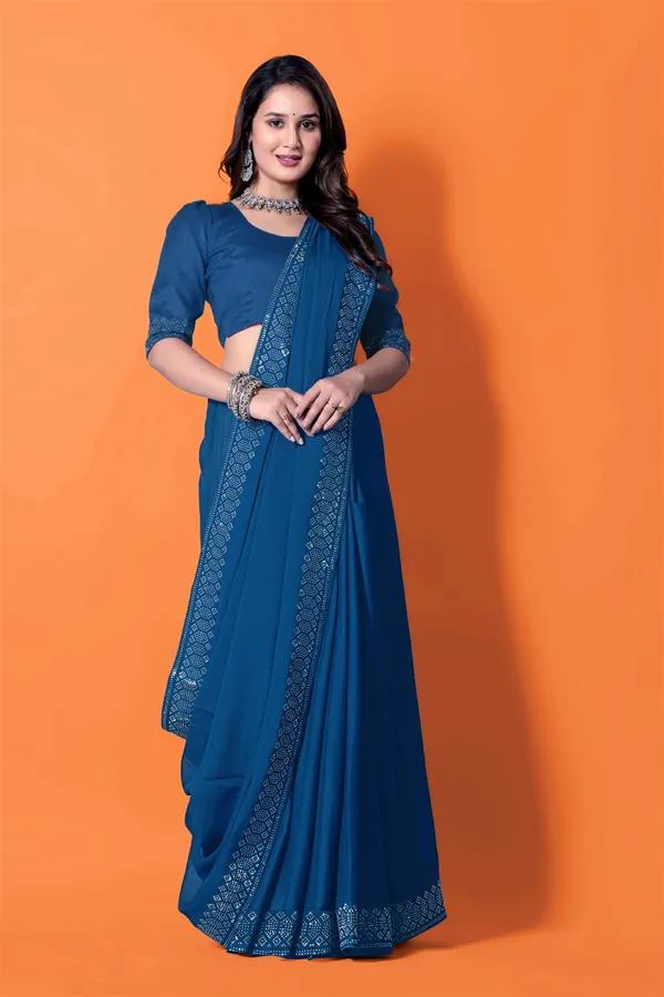 Blue_Georgette_Premium_Embroidered_Saree_With_Matching_Blouse_For_Women