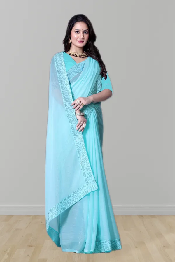 Sky_Blue_Georgette_Premium_Embroidered_Saree_With_Matching_Blouse_For_Women