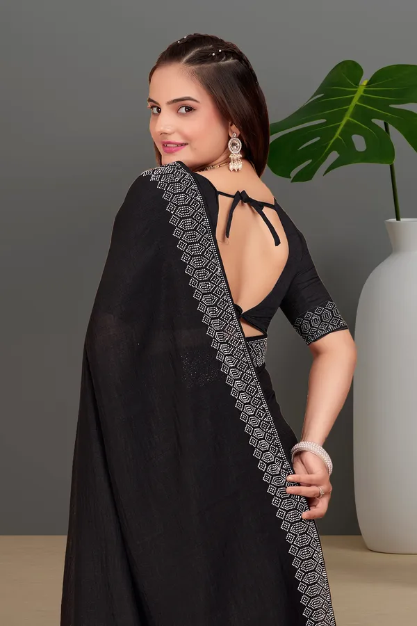 Black_Georgette_Premium_Embroidered_Saree_With_Matching_Blouse_For_Women