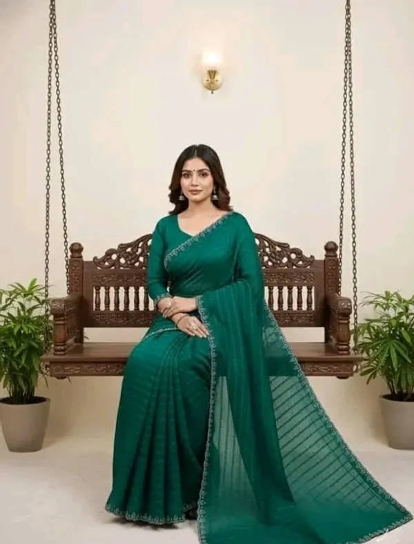 Green_Georgette_Premium_Embroidered_Saree_With_Matching_Blouse_For_Women
