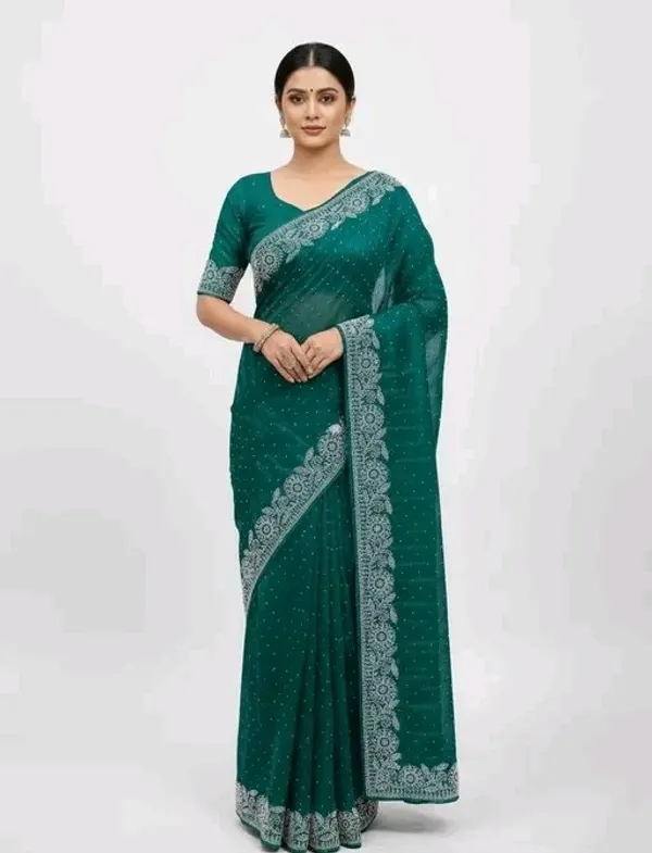 Green_Georgette_Premium_Embroidered_Saree_With_Matching_Blouse_For_Women