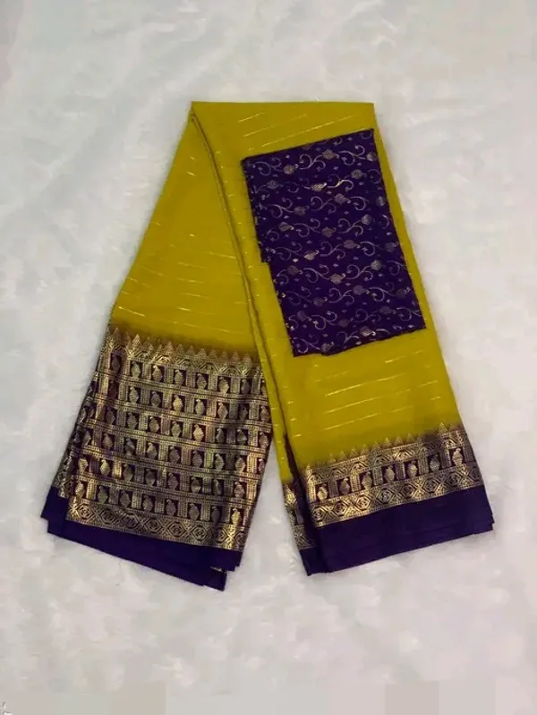Purple_&_Yellow_Georgette_Premium_Embroidered_Saree_With_Matching_Blouse_For_Women
