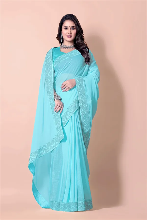 Sky_Blue_Georgette_Premium_Embroidered_Saree_With_Matching_Blouse_For_Women