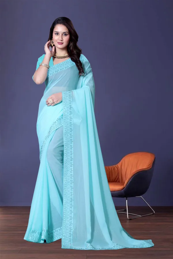 Sky_Blue_Georgette_Premium_Embroidered_Saree_With_Matching_Blouse_For_Women