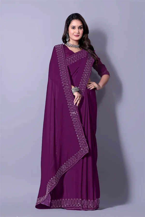 Purple_Georgette_Premium_Embroidered_Saree_With_Matching_Blouse_For_Women