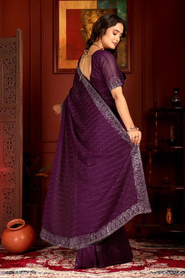 Purple_Georgette_Premium_Embroidered_Saree_With_Matching_Blouse_For_Women