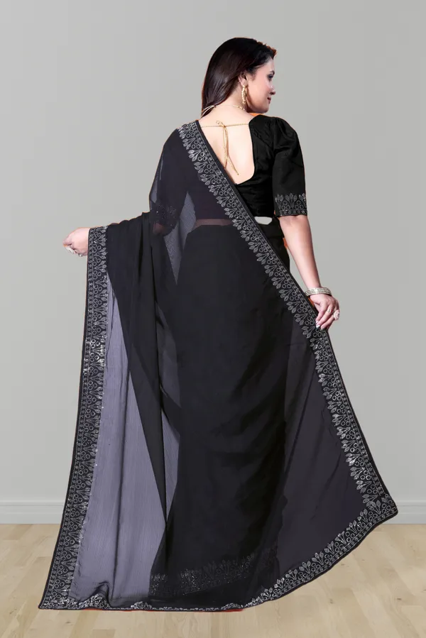 Black_Georgette_Premium_Embroidered_Saree_With_Matching_Blouse_For_Women