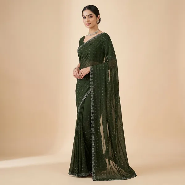 Green_Georgette_Premium_Embroidered_Saree_With_Matching_Blouse_For_Women