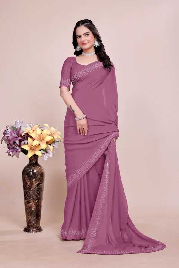 Purple_Georgette_Premium_Embroidered_Saree_With_Matching_Blouse_For_Women