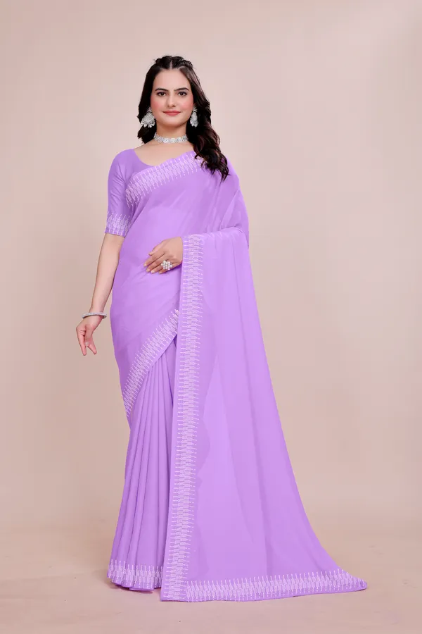 Purple_Georgette_Premium_Embroidered_Saree_With_Matching_Blouse_For_Women