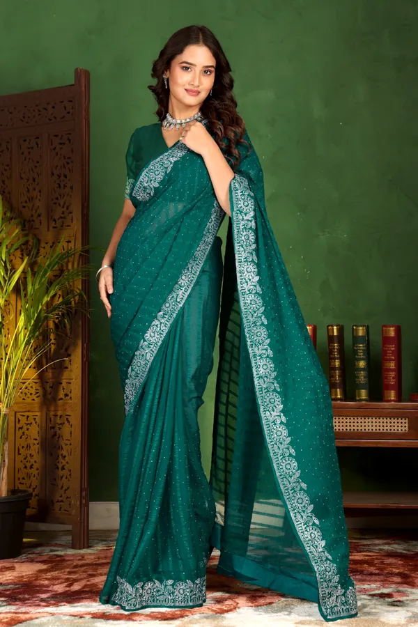 Green_Georgette_Premium_Embroidered_Saree_With_Matching_Blouse_For_Women