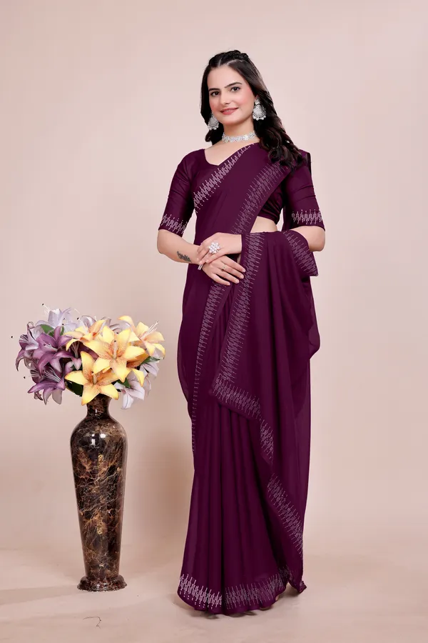 Purple_Georgette_Premium_Embroidered_Saree_With_Matching_Blouse_For_Women