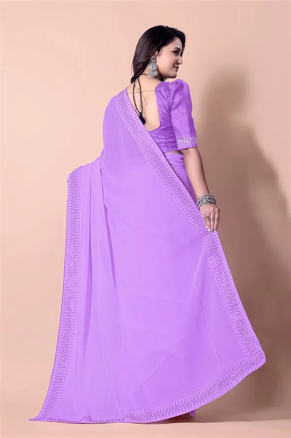Violet_Georgette_Premium_Embroidered_Saree_With_Matching_Blouse_For_Women