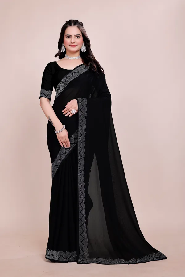 Black_Georgette_Premium_Embroidered_Saree_With_Matching_Blouse_For_Women