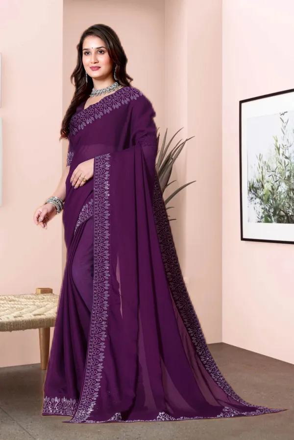 Purple_Georgette_Premium_Embroidered_Saree_With_Matching_Blouse_For_Women