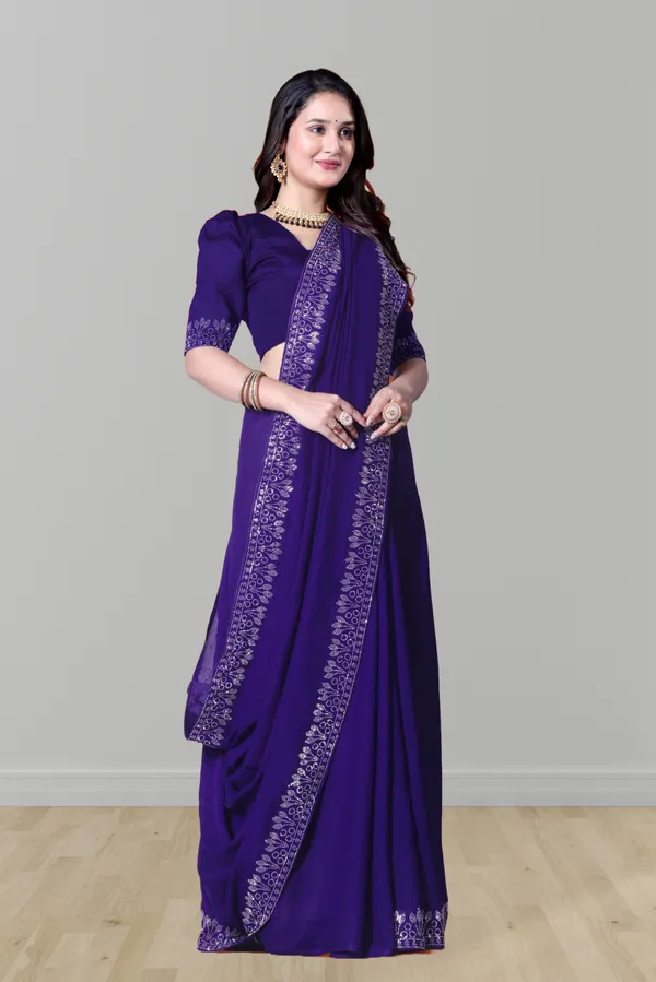 Purple_Georgette_Premium_Embroidered_Saree_With_Matching_Blouse_For_Women