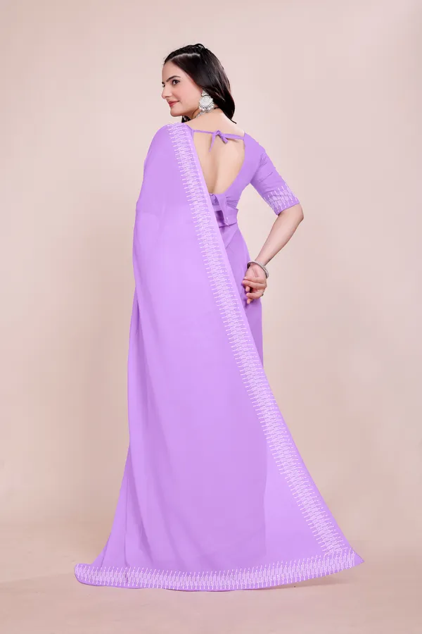 Purple_Georgette_Premium_Embroidered_Saree_With_Matching_Blouse_For_Women