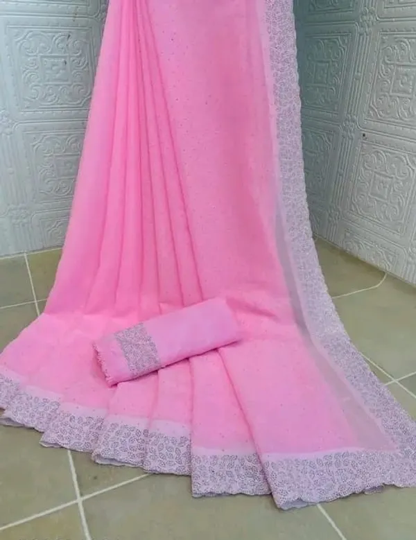 Pink_Georgette_Premium_Embroidered_Saree_With_Matching_Blouse_For_Women