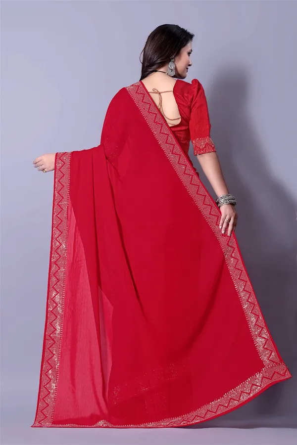 Red_Georgette_Premium_Embroidered_Saree_With_Matching_Blouse_For_Women