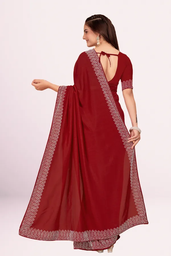 Maroon_Georgette_Premium_Embroidered_Saree_With_Matching_Blouse_For_Women