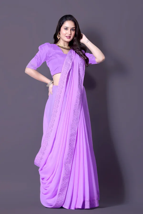 Purple_Georgette_Premium_Embroidered_Saree_With_Matching_Blouse_For_Women