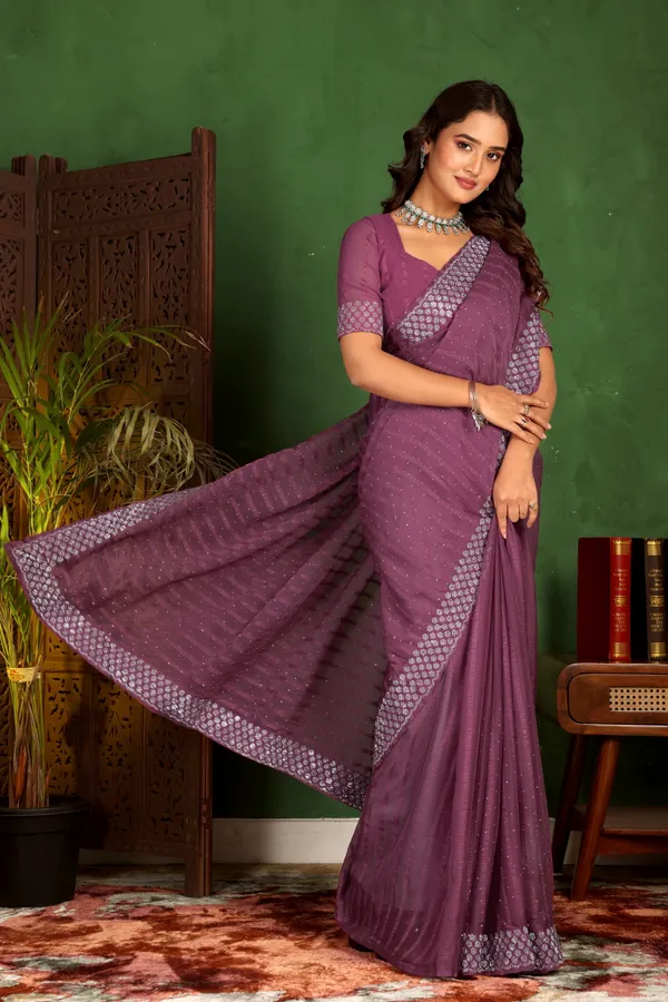 Purple_Georgette_Premium_Embroidered_Saree_With_Matching_Blouse_For_Women
