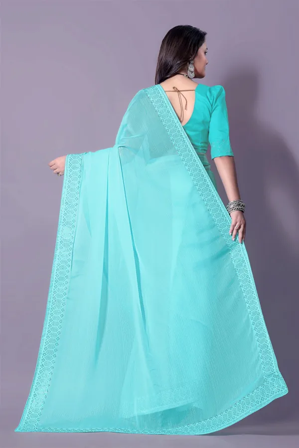 Turquoise_Georgette_Premium_Embroidered_Saree_With_Matching_Blouse_For_Women
