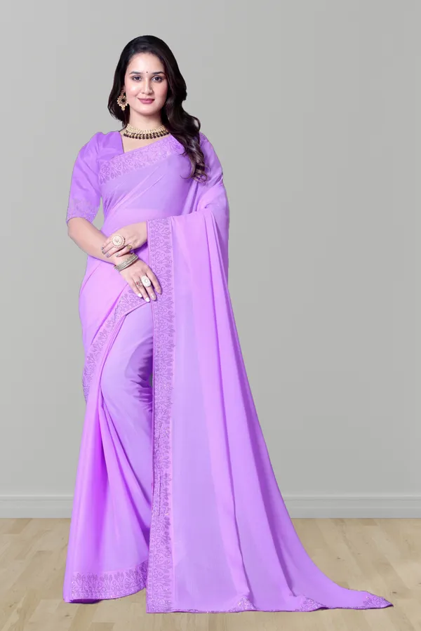 Purple_Georgette_Premium_Embroidered_Saree_With_Matching_Blouse_For_Women