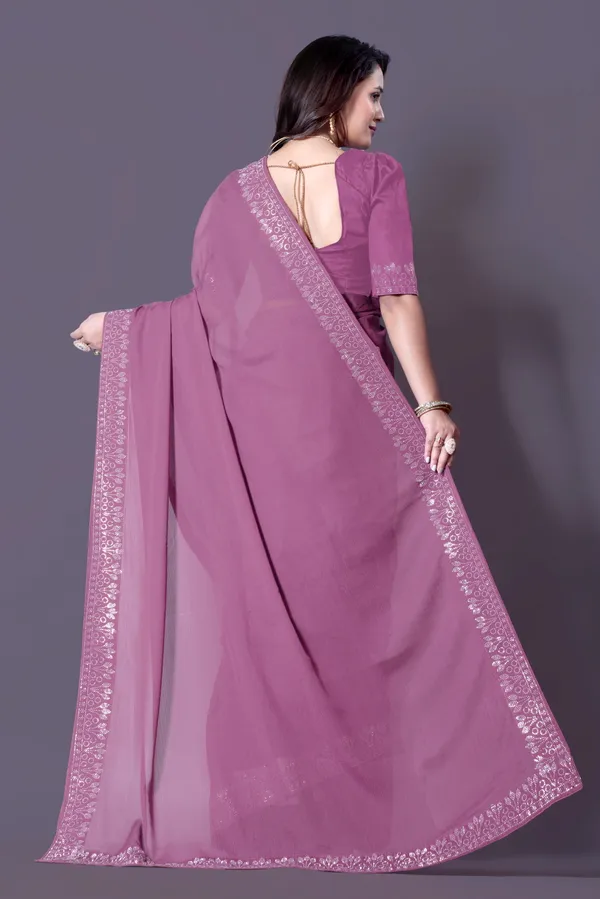 Purple_Georgette_Premium_Embroidered_Saree_With_Matching_Blouse_For_Women