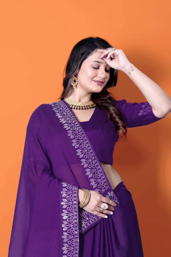 Purple_Georgette_Premium_Embroidered_Saree_With_Matching_Blouse_For_Women