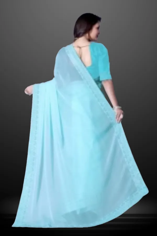 Sky_Blue_Georgette_Premium_Embroidered_Saree_With_Matching_Blouse_For_Women