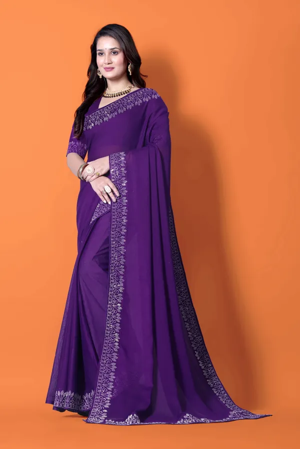 Purple_Georgette_Premium_Embroidered_Saree_With_Matching_Blouse_For_Women