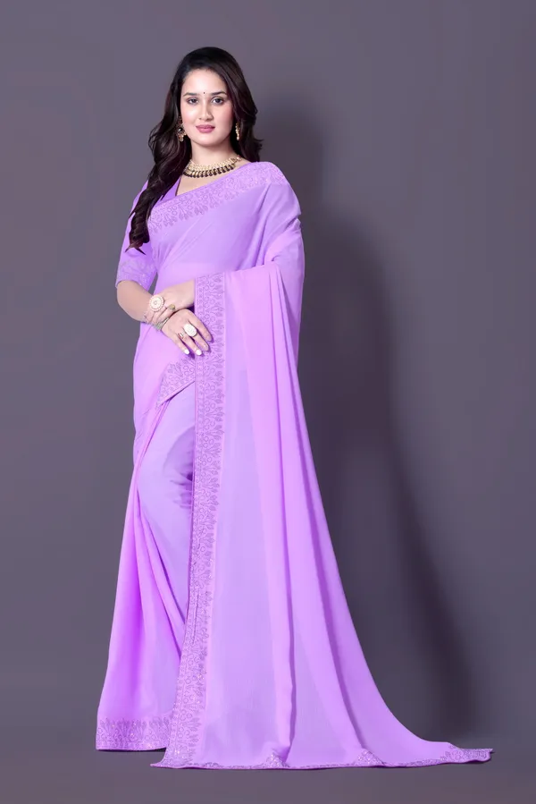 Purple_Georgette_Premium_Embroidered_Saree_With_Matching_Blouse_For_Women