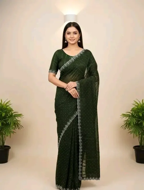 Green_Georgette_Premium_Embroidered_Saree_With_Matching_Blouse_For_Women