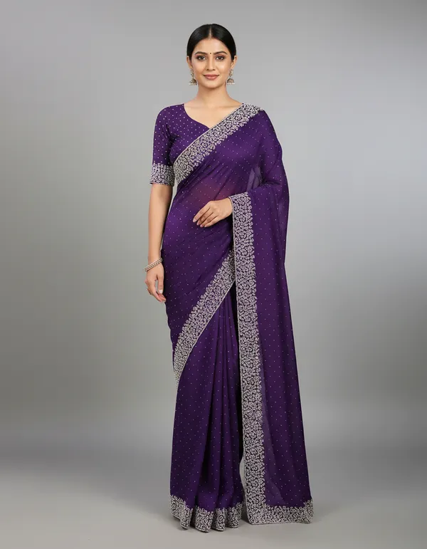 Purple_Georgette_Premium_Embroidered_Saree_With_Matching_Blouse_For_Women