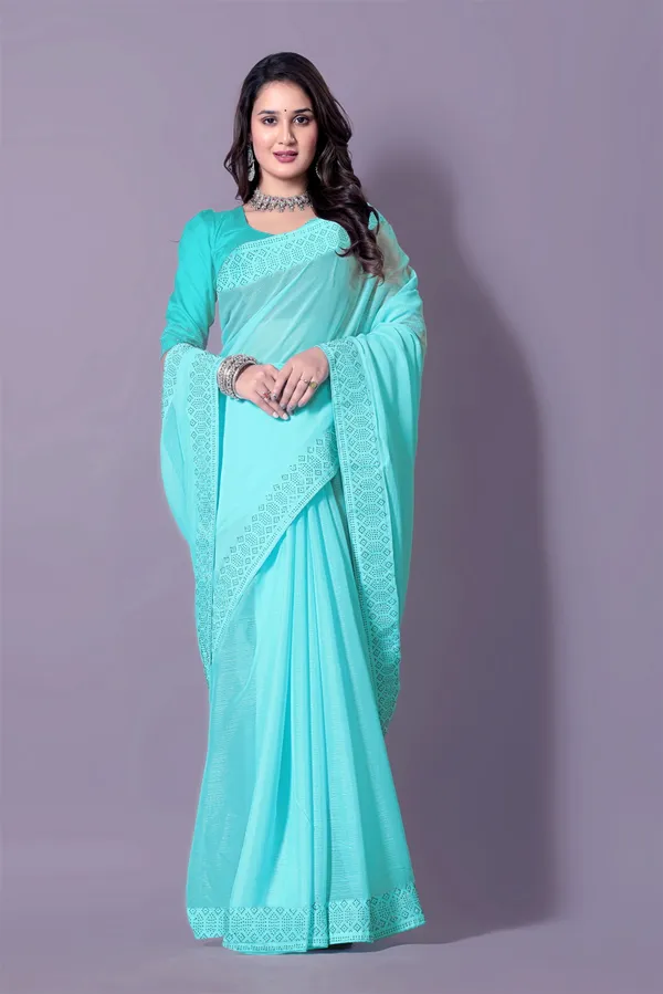 Turquoise_Georgette_Premium_Embroidered_Saree_With_Matching_Blouse_For_Women
