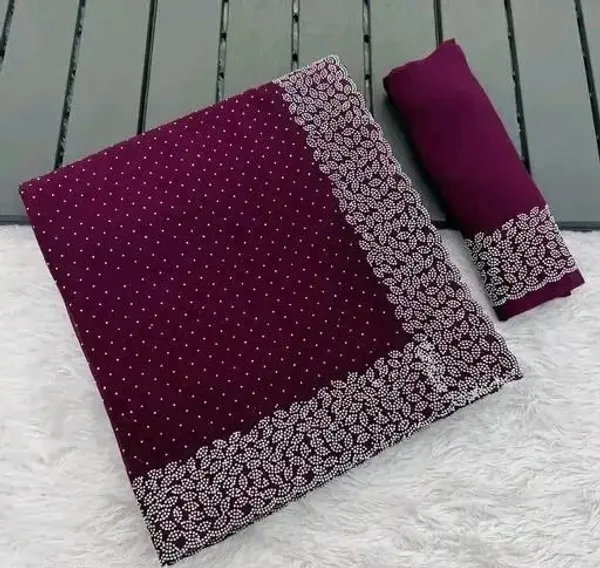 Maroon_Georgette_Premium_Embroidered_Saree_With_Matching_Blouse_For_Women
