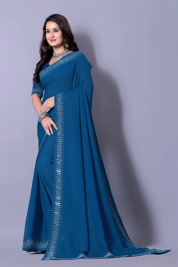 Blue_Georgette_Premium_Embroidered_Saree_With_Matching_Blouse_For_Women