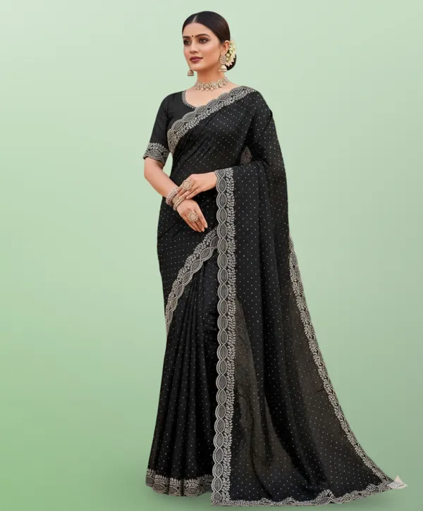 Black_Georgette_Premium_Embroidered_Saree_With_Matching_Blouse_For_Women