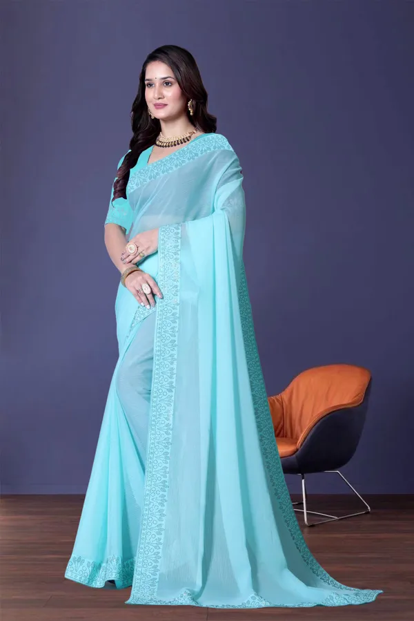Sky_Blue_Georgette_Premium_Embroidered_Saree_With_Matching_Blouse_For_Women