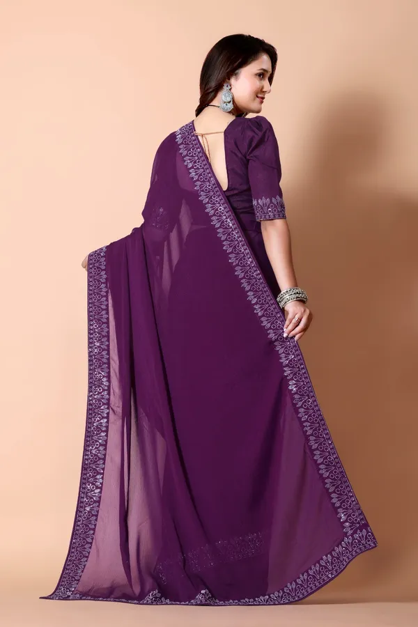 Purple_Georgette_Premium_Embroidered_Saree_With_Matching_Blouse_For_Women