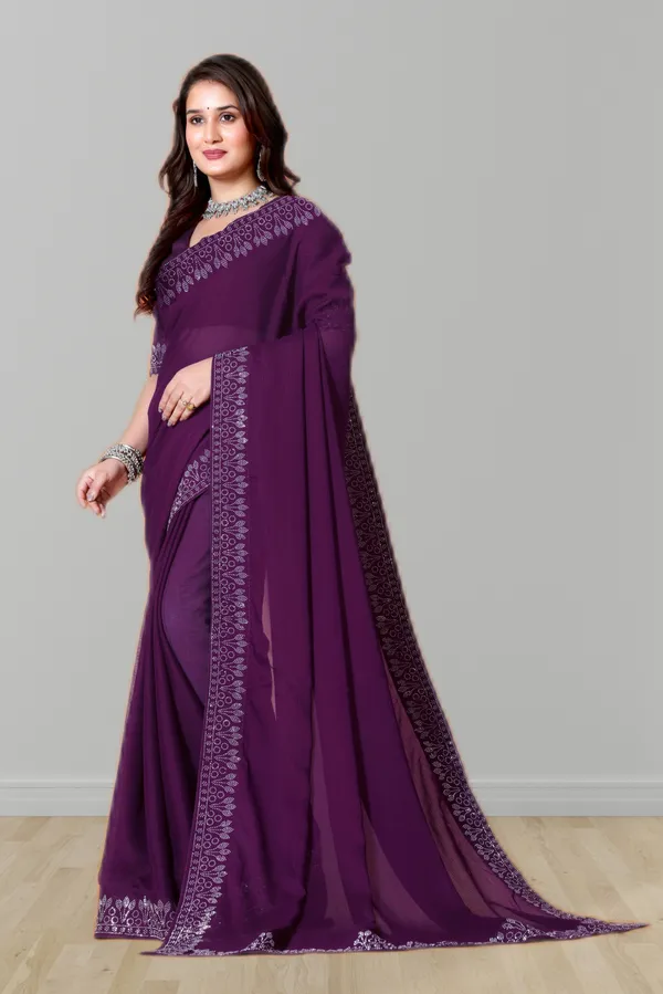 Purple_Georgette_Premium_Embroidered_Saree_With_Matching_Blouse_For_Women