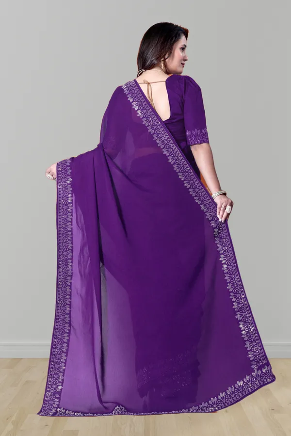 Purple_Georgette_Premium_Embroidered_Saree_With_Matching_Blouse_For_Women