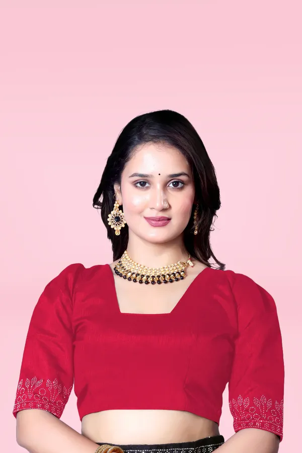 Red_Georgette_Premium_Embroidered_Saree_With_Matching_Blouse_For_Women