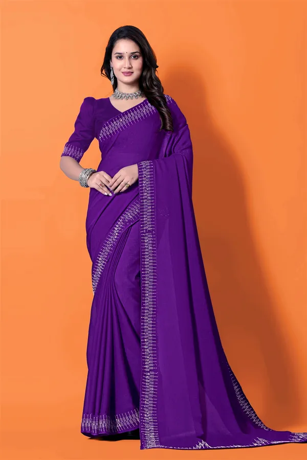 Purple_Georgette_Premium_Embroidered_Saree_With_Matching_Blouse_For_Women