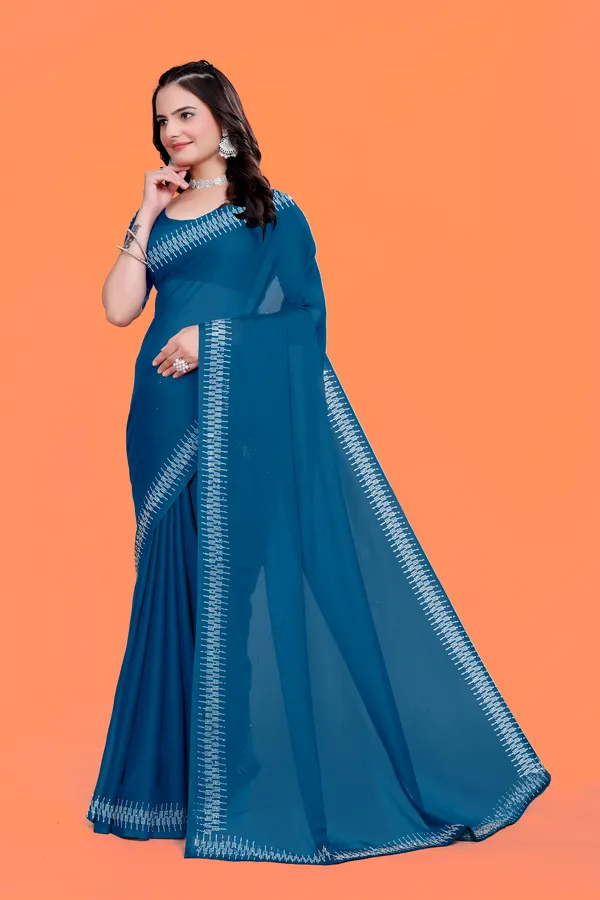 Blue_Georgette_Premium_Embroidered_Saree_With_Matching_Blouse_For_Women