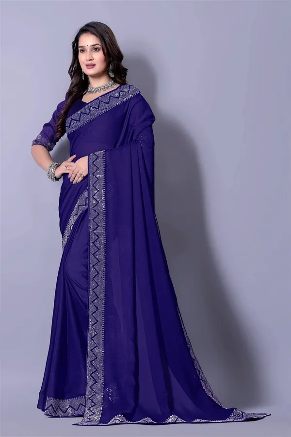 Royal_Blue_Georgette_Premium_Embroidered_Saree_With_Matching_Blouse_For_Women