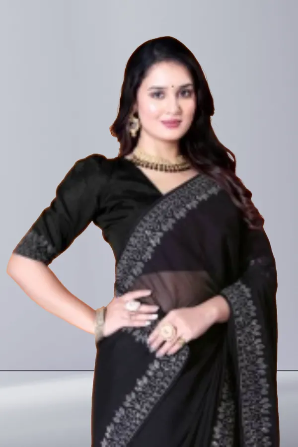 Black_Georgette_Premium_Embroidered_Saree_With_Matching_Blouse_For_Women