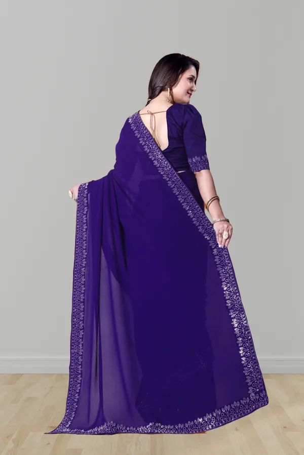 Purple_Georgette_Premium_Embroidered_Saree_With_Matching_Blouse_For_Women